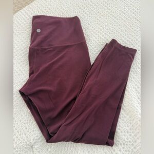 Lululemon Burgundy Plum Leggings 25 inch Size 8